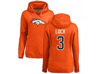 #3 Drew Lock Orange Football Name & Number Logo Women's Denver Broncos Pullover Hoodie