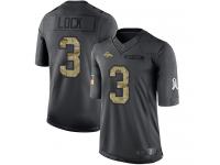 #3 Limited Drew Lock Black Football Men's Jersey Denver Broncos 2016 Salute to Service