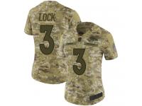 #3 Limited Drew Lock Camo Football Women's Jersey Denver Broncos 2018 Salute to Service