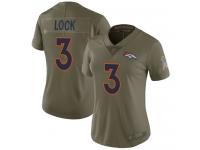 #3 Limited Drew Lock Olive Football Women's Jersey Denver Broncos 2017 Salute to Service