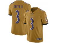 #3 Limited Robert Griffin III Gold Football Men's Jersey Baltimore Ravens Inverted Legend Vapor Rush
