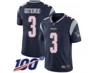 #3 Limited Stephen Gostkowski Navy Blue Football Home Youth Jersey New England Patriots Vapor Untouchable 100th Season