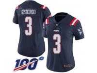 #3 Limited Stephen Gostkowski Navy Blue Football Women's Jersey New England Patriots Rush Vapor Untouchable 100th Season