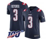 #3 Limited Stephen Gostkowski Navy Blue Football Youth Jersey New England Patriots Rush Vapor Untouchable 100th Season