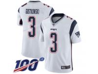 #3 Limited Stephen Gostkowski White Football Road Youth Jersey New England Patriots Vapor Untouchable 100th Season
