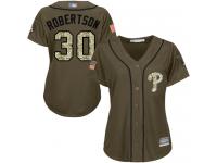 #30 Authentic David Robertson Green Baseball Women's Jersey Philadelphia Phillies Salute to Service