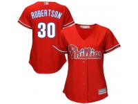 #30 Authentic David Robertson Red Baseball Alternate Women's Jersey Philadelphia Phillies Cool Base