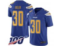 #30 Limited Austin Ekeler Electric Blue Football Youth Jersey Los Angeles Chargers Rush Vapor Untouchable 100th Season