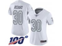 #30 Limited Jalen Richard White Football Women's Jersey Oakland Raiders Rush Vapor Untouchable 100th Season