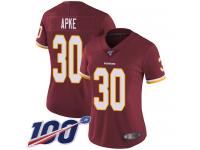 #30 Limited Troy Apke Burgundy Red Football Home Women's Jersey Washington Redskins Vapor Untouchable 100th Season