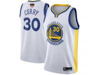 #30  Stephen Curry White Basketball Youth Jersey Golden State Warriors Association Edition 2019 Basketball Finals Bound