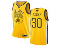 #30  Stephen Curry Yellow Basketball Men's Jersey Golden State Warriors Earned Edition 2019 Basketball Finals Bound