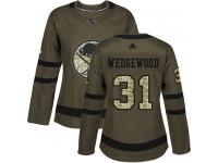 #31 Adidas Authentic Scott Wedgewood Women's Green NHL Jersey - Buffalo Sabres Salute to Service