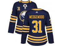 #31 Adidas Authentic Scott Wedgewood Women's Navy Blue NHL Jersey - Home Buffalo Sabres