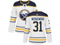 #31 Adidas Authentic Scott Wedgewood Women's White NHL Jersey - Away Buffalo Sabres