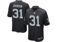 #31 Game Isaiah Johnson Black Football Home Men's Jersey Oakland Raiders