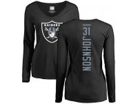 #31 Isaiah Johnson Black Football Backer Women's Oakland Raiders Long Sleeve T-Shirt