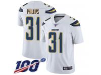 #31 Limited Adrian Phillips White Football Road Youth Jersey Los Angeles Chargers Vapor Untouchable 100th Season