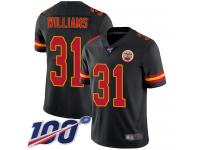 #31 Limited Darrel Williams Black Football Men's Jersey Kansas City Chiefs Rush Vapor Untouchable 100th Season