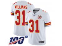#31 Limited Darrel Williams White Football Road Men's Jersey Kansas City Chiefs Vapor Untouchable 100th Season