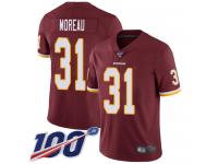 #31 Limited Fabian Moreau Burgundy Red Football Home Men's Jersey Washington Redskins Vapor Untouchable 100th Season