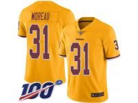 #31 Limited Fabian Moreau Gold Football Men's Jersey Washington Redskins Rush Vapor Untouchable 100th Season