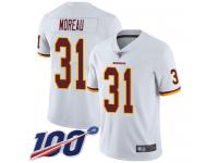 #31 Limited Fabian Moreau White Football Road Men's Jersey Washington Redskins Vapor Untouchable 100th Season