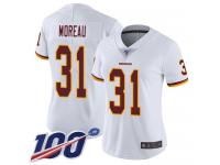 #31 Limited Fabian Moreau White Football Road Women's Jersey Washington Redskins Vapor Untouchable 100th Season