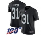 #31 Limited Isaiah Johnson Black Football Home Men's Jersey Oakland Raiders Vapor Untouchable 100th Season