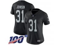 #31 Limited Isaiah Johnson Black Football Home Women's Jersey Oakland Raiders Vapor Untouchable 100th Season