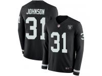 #31 Limited Isaiah Johnson Black Football Men's Jersey Oakland Raiders Therma Long Sleeve