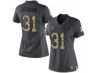 #31 Limited Isaiah Johnson Black Football Women's Jersey Oakland Raiders 2016 Salute to Service