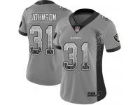 #31 Limited Isaiah Johnson Gray Football Women's Jersey Oakland Raiders Rush Drift Fashion