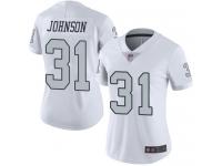 #31 Limited Isaiah Johnson White Football Women's Jersey Oakland Raiders Rush Vapor Untouchable