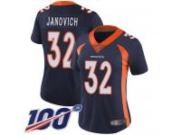 #32 Limited Andy Janovich Navy Blue Football Alternate Women's Jersey Denver Broncos Vapor Untouchable 100th Season