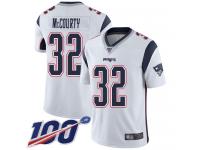 #32 Limited Devin McCourty White Football Road Men's Jersey New England Patriots Vapor Untouchable 100th Season