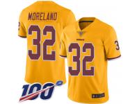 #32 Limited Jimmy Moreland Gold Football Men's Jersey Washington Redskins Rush Vapor Untouchable 100th Season