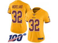 #32 Limited Jimmy Moreland Gold Football Women's Jersey Washington Redskins Rush Vapor Untouchable 100th Season