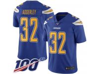 #32 Limited Nasir Adderley Electric Blue Football Youth Jersey Los Angeles Chargers Rush Vapor Untouchable 100th Season