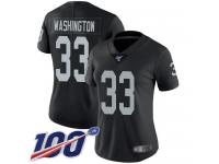 #33 Limited DeAndre Washington Black Football Home Women's Jersey Oakland Raiders Vapor Untouchable 100th Season