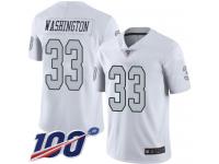 #33 Limited DeAndre Washington White Football Men's Jersey Oakland Raiders Rush Vapor Untouchable 100th Season