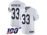 #33 Limited DeAndre Washington White Football Road Men's Jersey Oakland Raiders Vapor Untouchable 100th Season