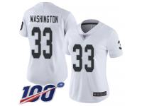 #33 Limited DeAndre Washington White Football Road Women's Jersey Oakland Raiders Vapor Untouchable 100th Season