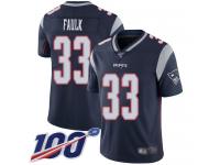 #33 Limited Kevin Faulk Navy Blue Football Home Youth Jersey New England Patriots Vapor Untouchable 100th Season