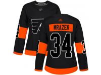 #34 Authentic Petr Mrazek Black Adidas NHL Alternate Women's Jersey Philadelphia Flyers