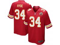 #34 Game Carlos Hyde Red Football Home Men's Jersey Kansas City Chiefs