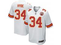 #34 Game Carlos Hyde White Football Road Men's Jersey Kansas City Chiefs