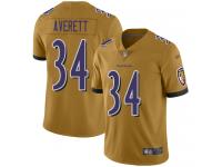 #34 Limited Anthony Averett Gold Football Men's Jersey Baltimore Ravens Inverted Legend Vapor Rush