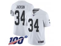 #34 Limited Bo Jackson White Football Road Men's Jersey Oakland Raiders Vapor Untouchable 100th Season