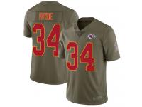 #34 Limited Carlos Hyde Olive Football Men's Jersey Kansas City Chiefs 2017 Salute to Service